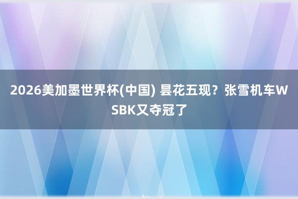 2026美加墨世界杯(中國) 曇花五現？張雪機車WSBK又奪冠了