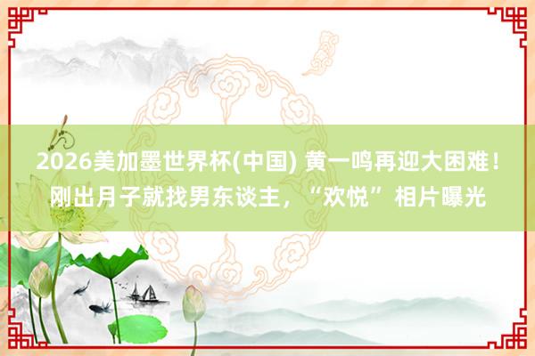 2026美加墨世界杯(中國) 黃一鳴再迎大困難!剛出月子就找男東談主,“歡悅” 相片曝光