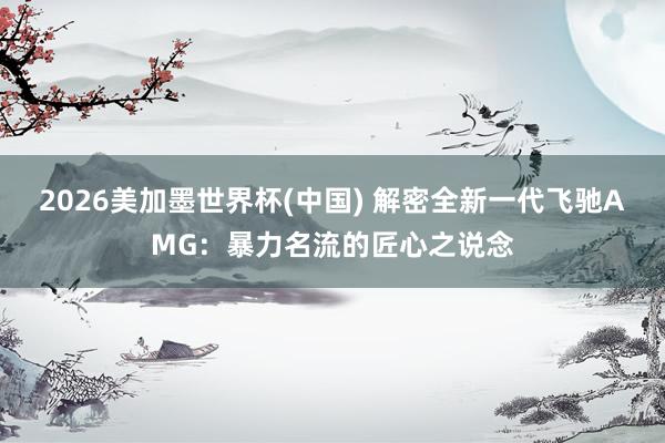 2026美加墨世界杯(中國) 解密全新一代飛馳AMG：暴力名流的匠心之說念